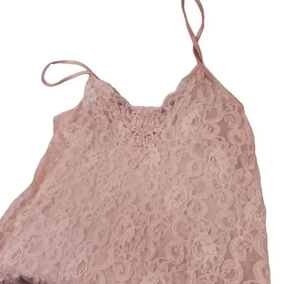 VTG CINEMA ETOILE Pink Stretchy Lace Chemise Nightgown Lingerie SZ M BEAUTIFUL - Picture 12 of 16